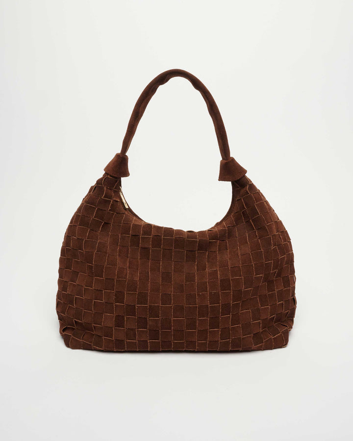 Núnoo Big Dandy Braided Suede Dark Brown w. Gold Large Dark brown