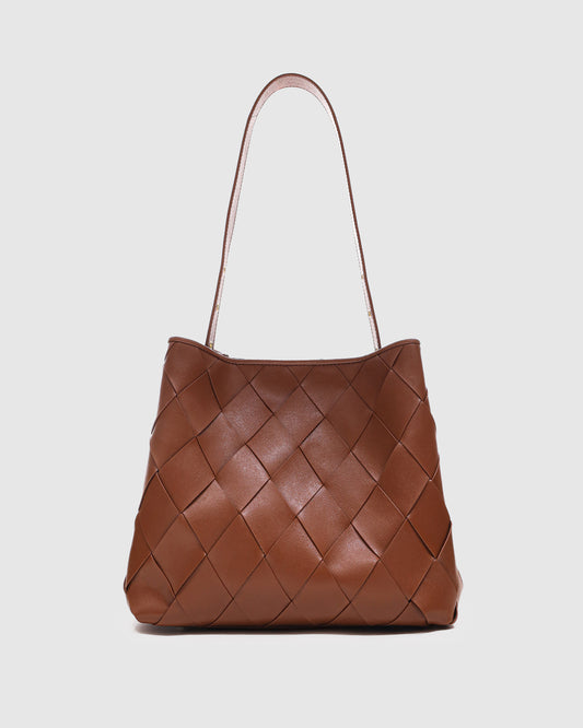 Núnoo Chiara Braided Florence Brown w. Gold Large Brown