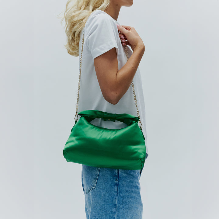 Núnoo Dandy Bow Recycled Satin Green w. Gold Small bag Green
