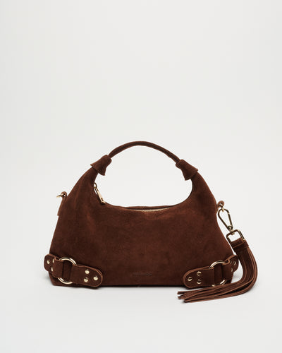 Dandy Fringe Suede Dark Brown w. Gold