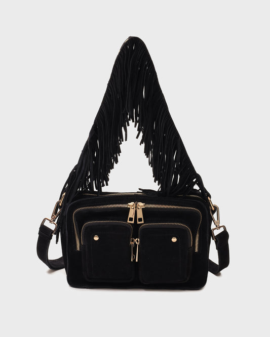 Núnoo Ellie Fringe Suede Black w. Gold Medium Black