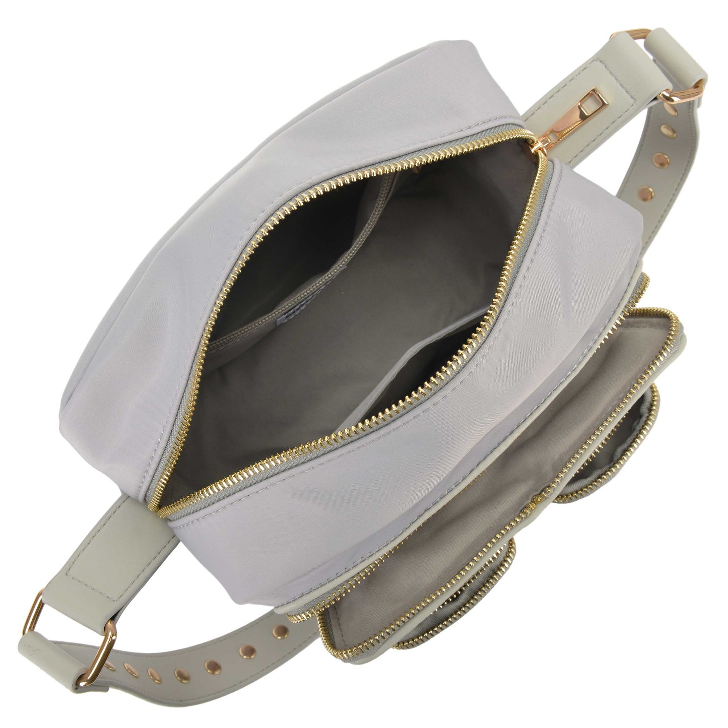 Núnoo Ellie Recycled Nylon Light Grey w. Gold Shoulder bags Light grey