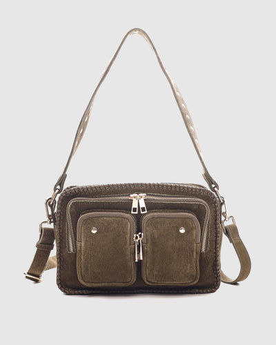 Ellie Stitch Suede Dark Olive w. Gold