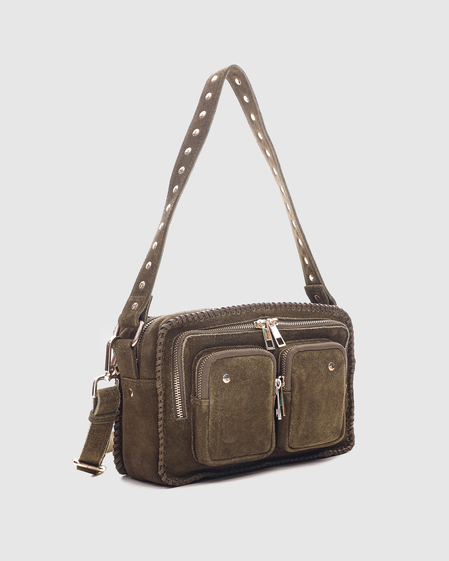 Núnoo Ellie Stitch Suede Dark Olive w. Gold Medium Dark Olive