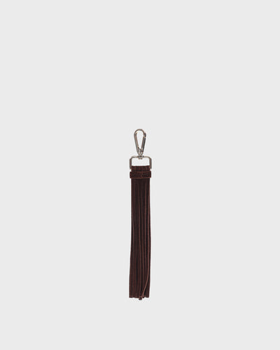 Fringe Key Ring Suede Dark Brown w. Gold