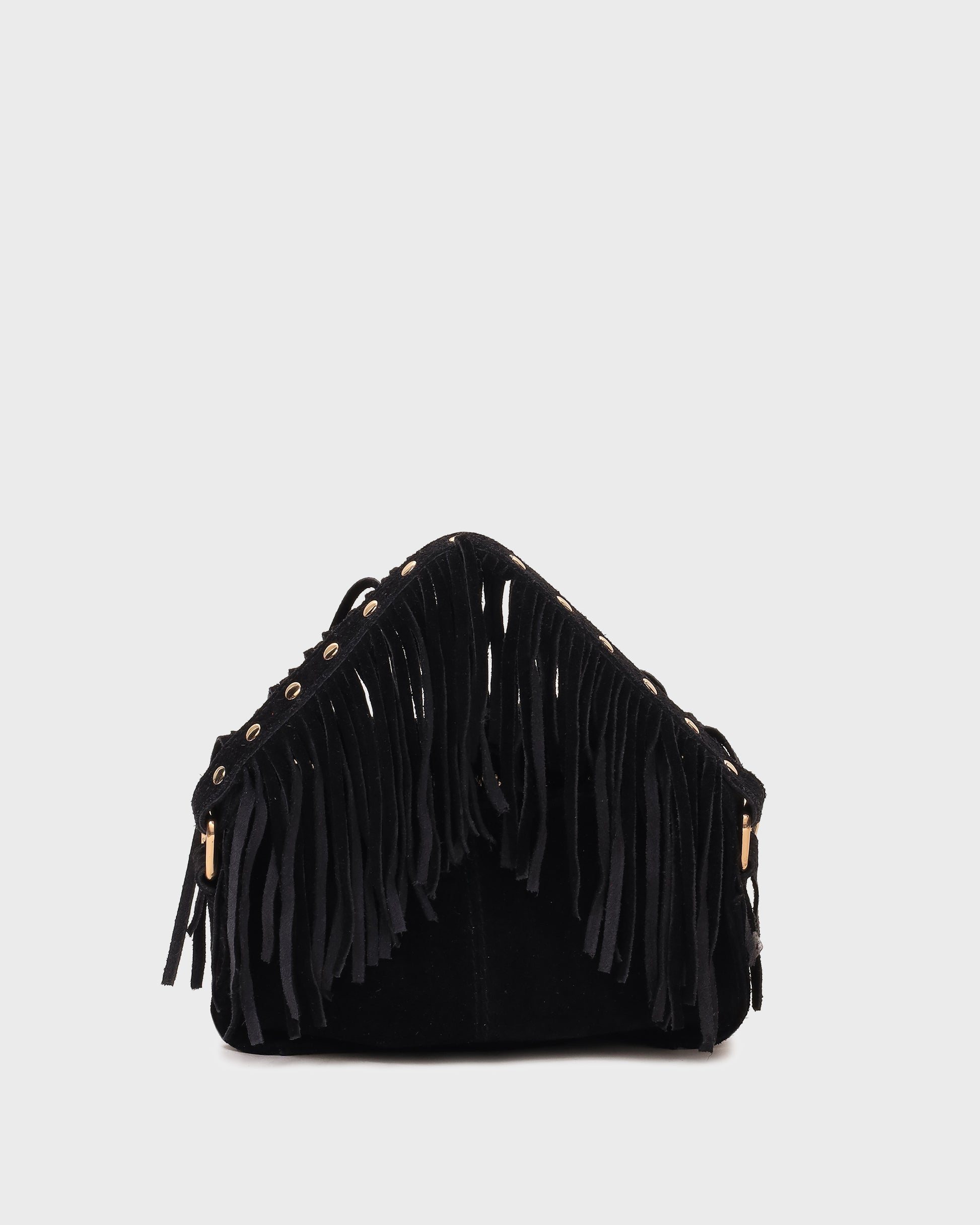 Núnoo Helena Fringe Suede Black w. Gold Small bag Black