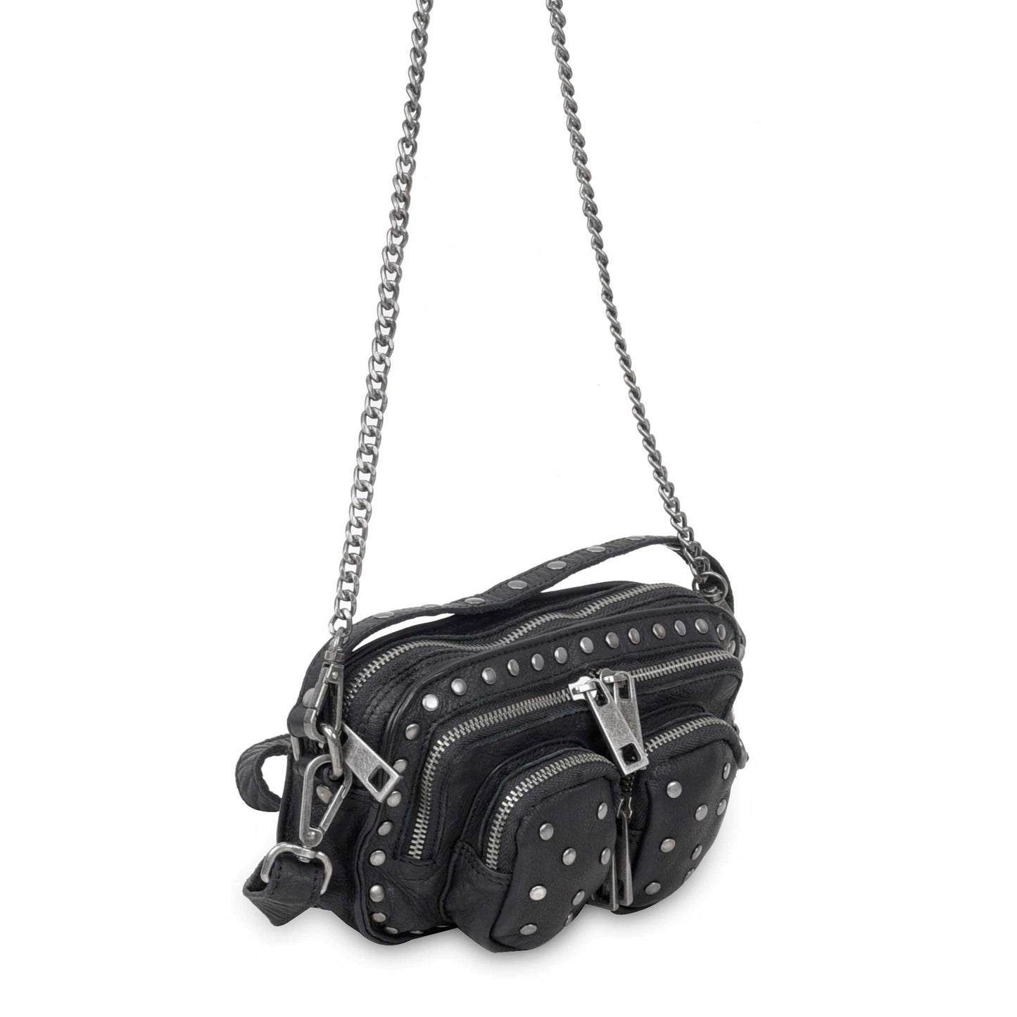 Núnoo Helena Rivet Washed Black w. Antique Silver Small bag Black