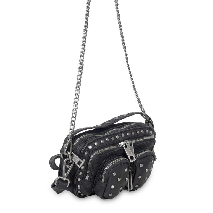Núnoo Helena Rivet Washed Black w. Antique Silver Small bag Black