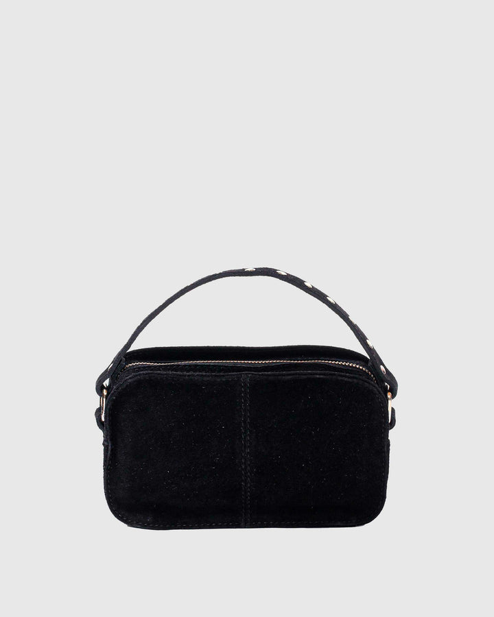 Núnoo Helena Suede Black w. Gold Small bag Black