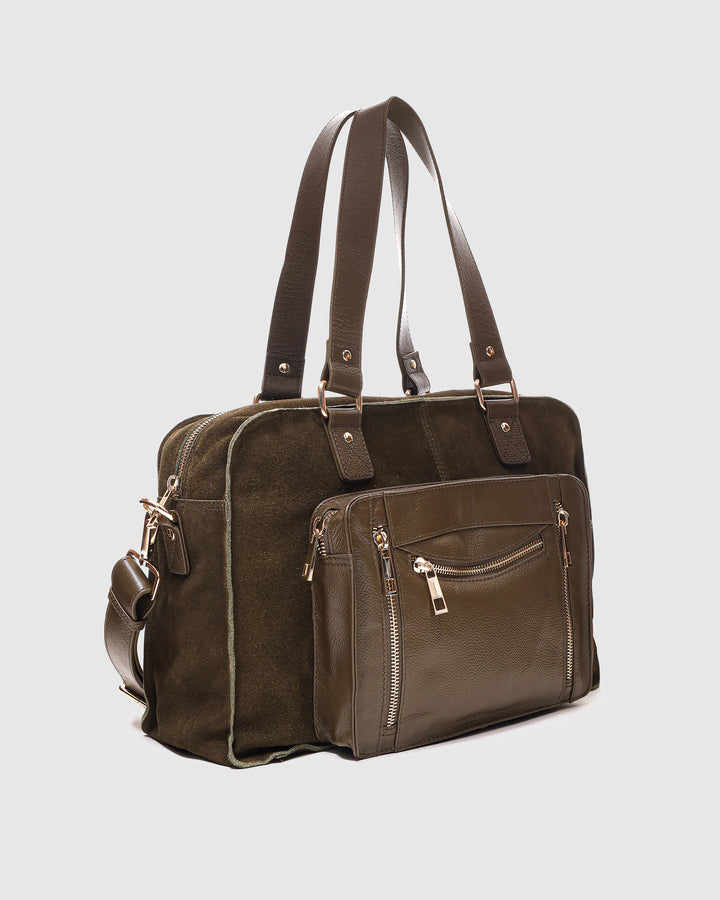 Núnoo Mille Suede Mix Dark Olive w. Gold Maxi Dark Olive