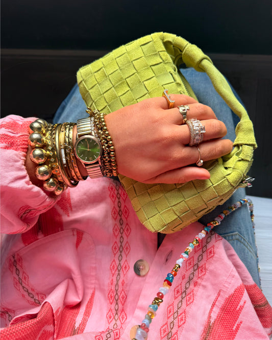 Núnoo Mini Dandy Braided Suede Lime Small bag