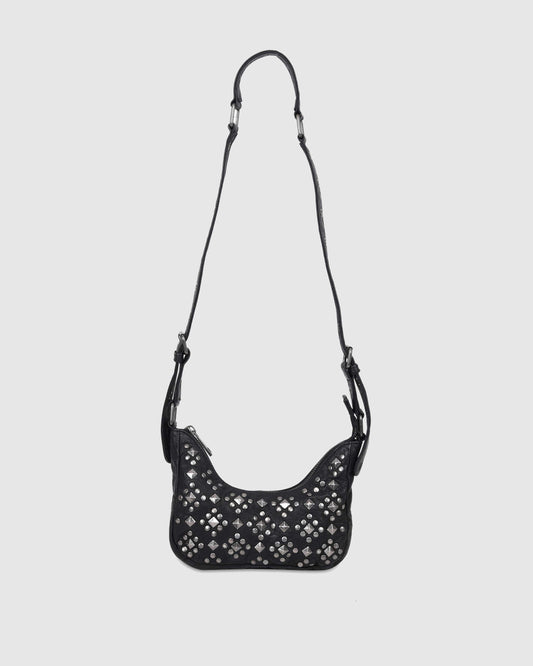 Núnoo Palma Rock Black w. Antique Silver Small bag