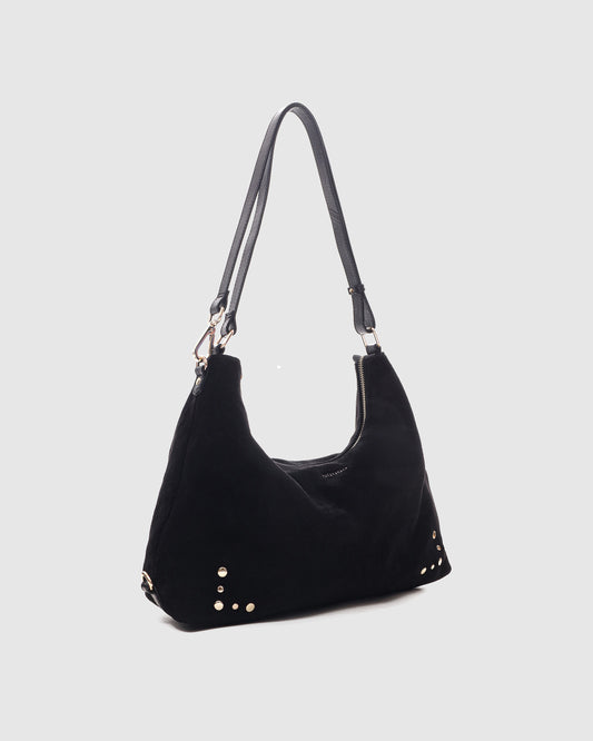 Núnoo Rio Suede Black w. Gold Large Black