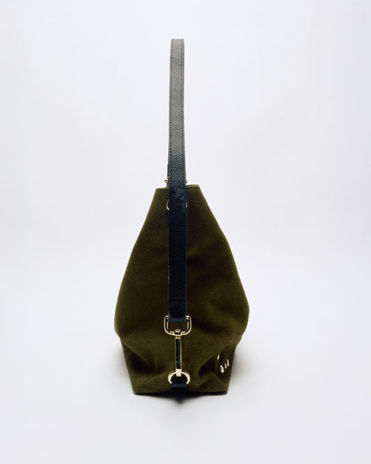 Núnoo Rio Suede Dark Olive w. Gold Large Dark Olive