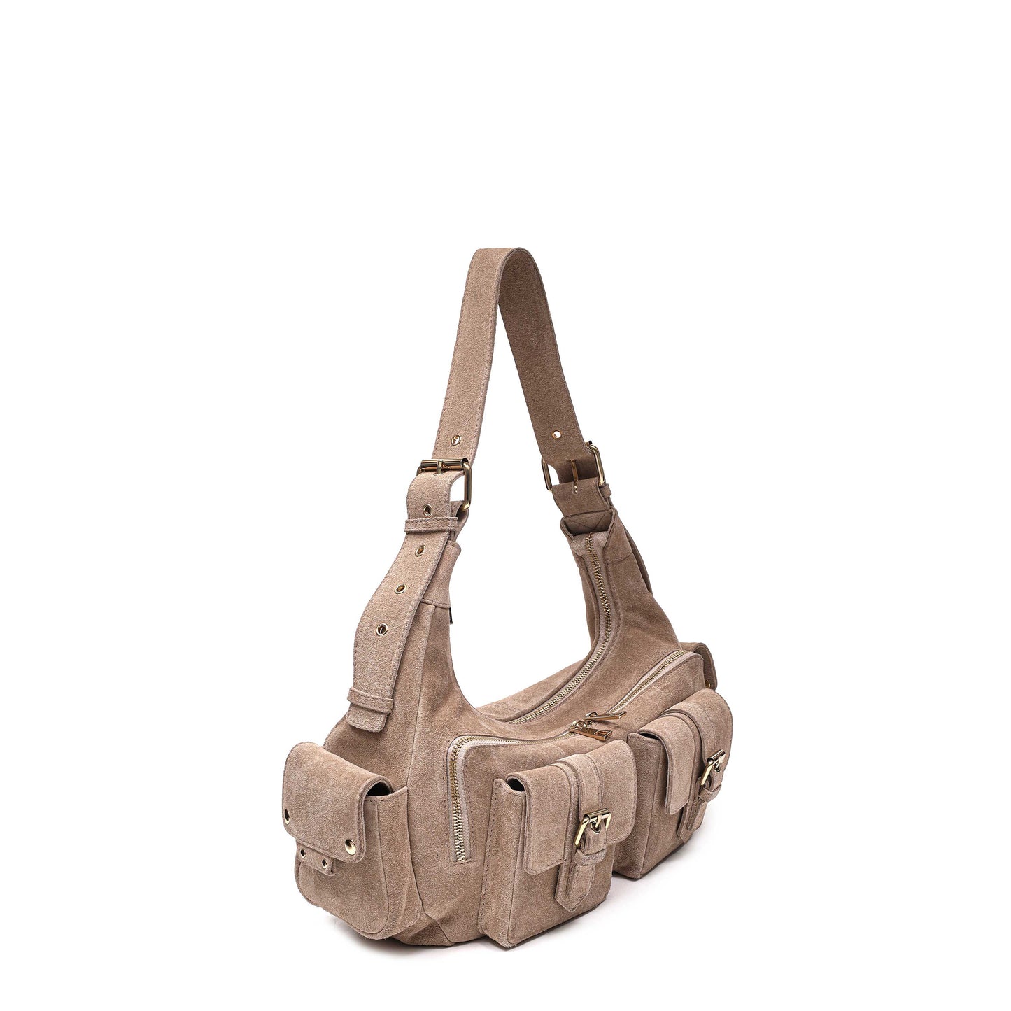 Núnoo Sally Buckle Suede Beige w. Gold Large Beige