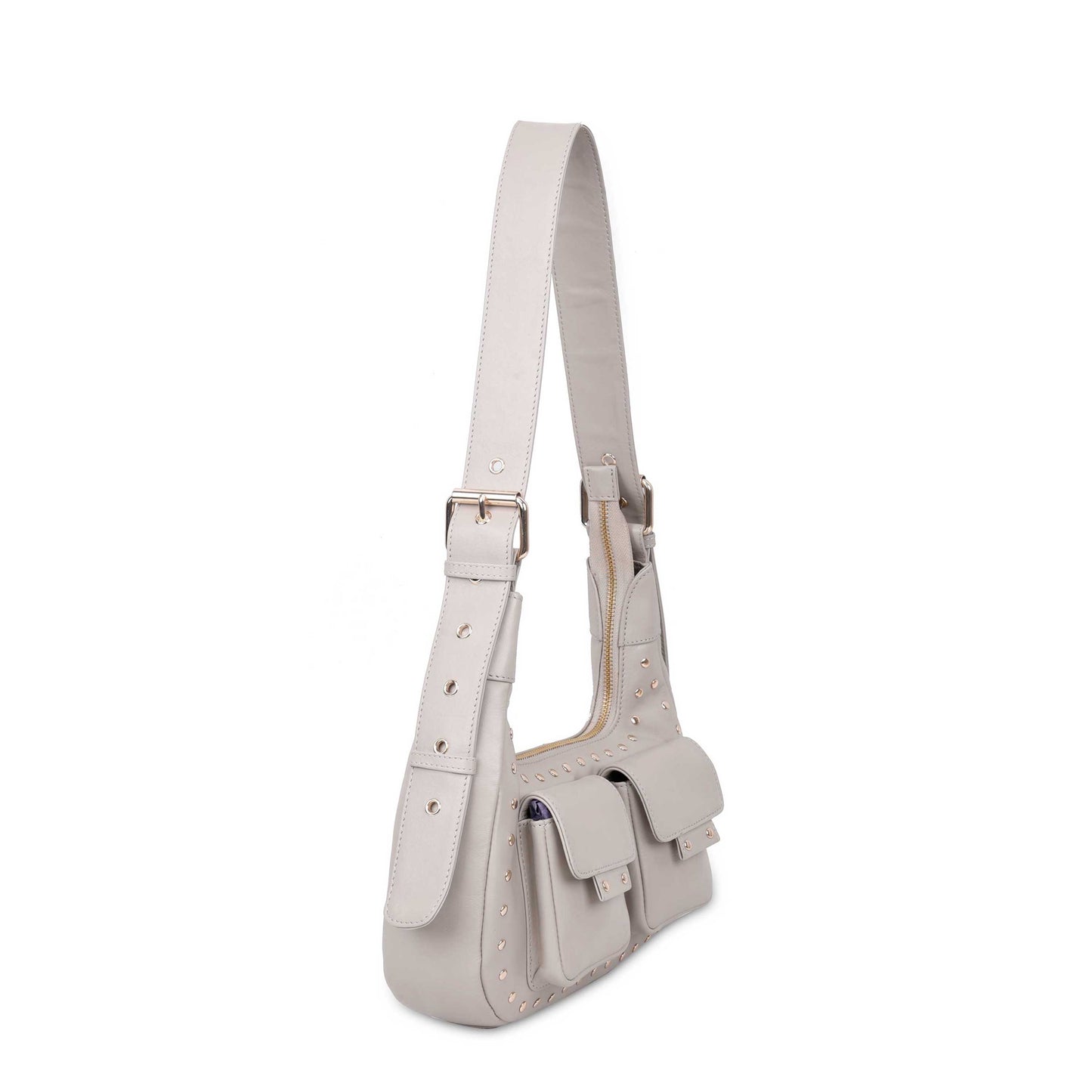Núnoo Sally Small Rivet Pure Stone w. Gold Shoulder bags Stone