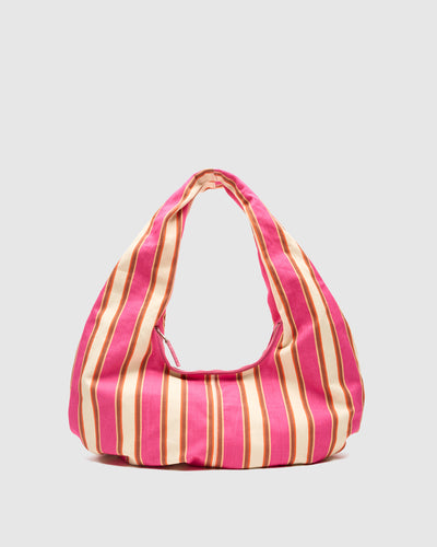Small Alma Draped Canvas Pink Stripes