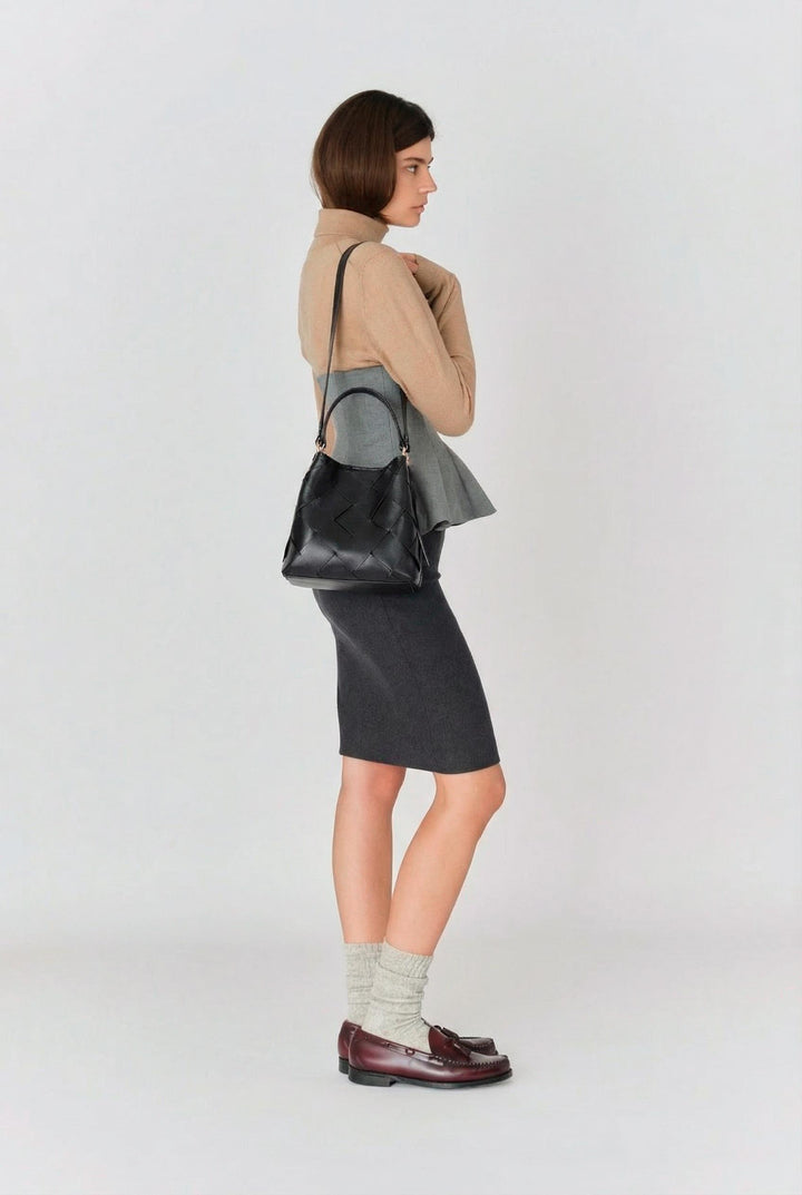 Núnoo Small Chiara Braided Florence Black w. Gold Medium Black