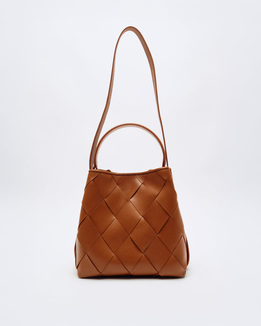 Núnoo Small Chiara Braided Florence Brown w. Gold Medium Brown