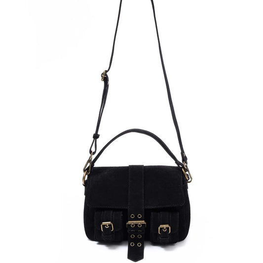 Núnoo Small Honey Buckle Suede Black w. Antique silver Small bag Black