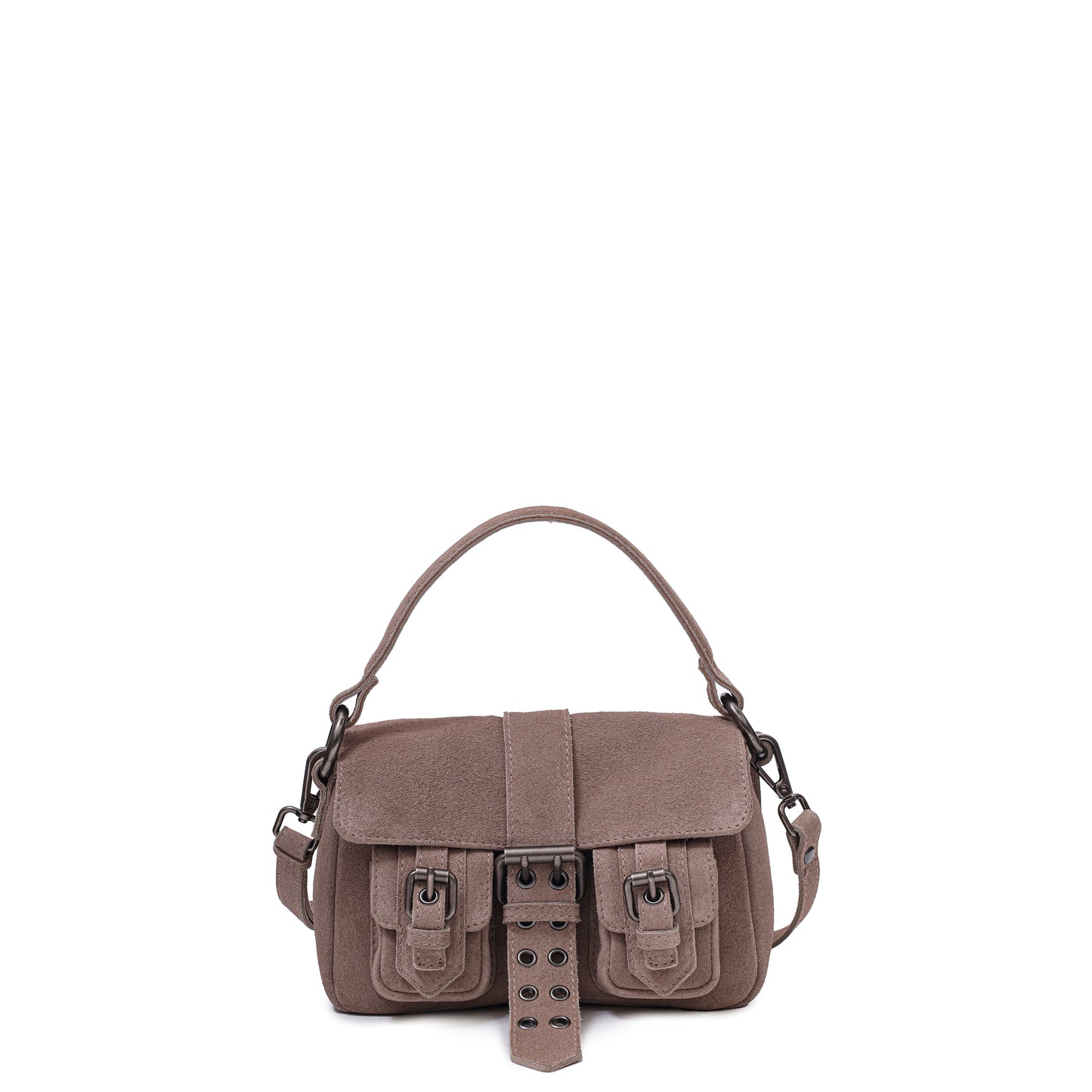 Núnoo Small Honey Buckle Suede Sand w. Antique Silver Small bag Sand