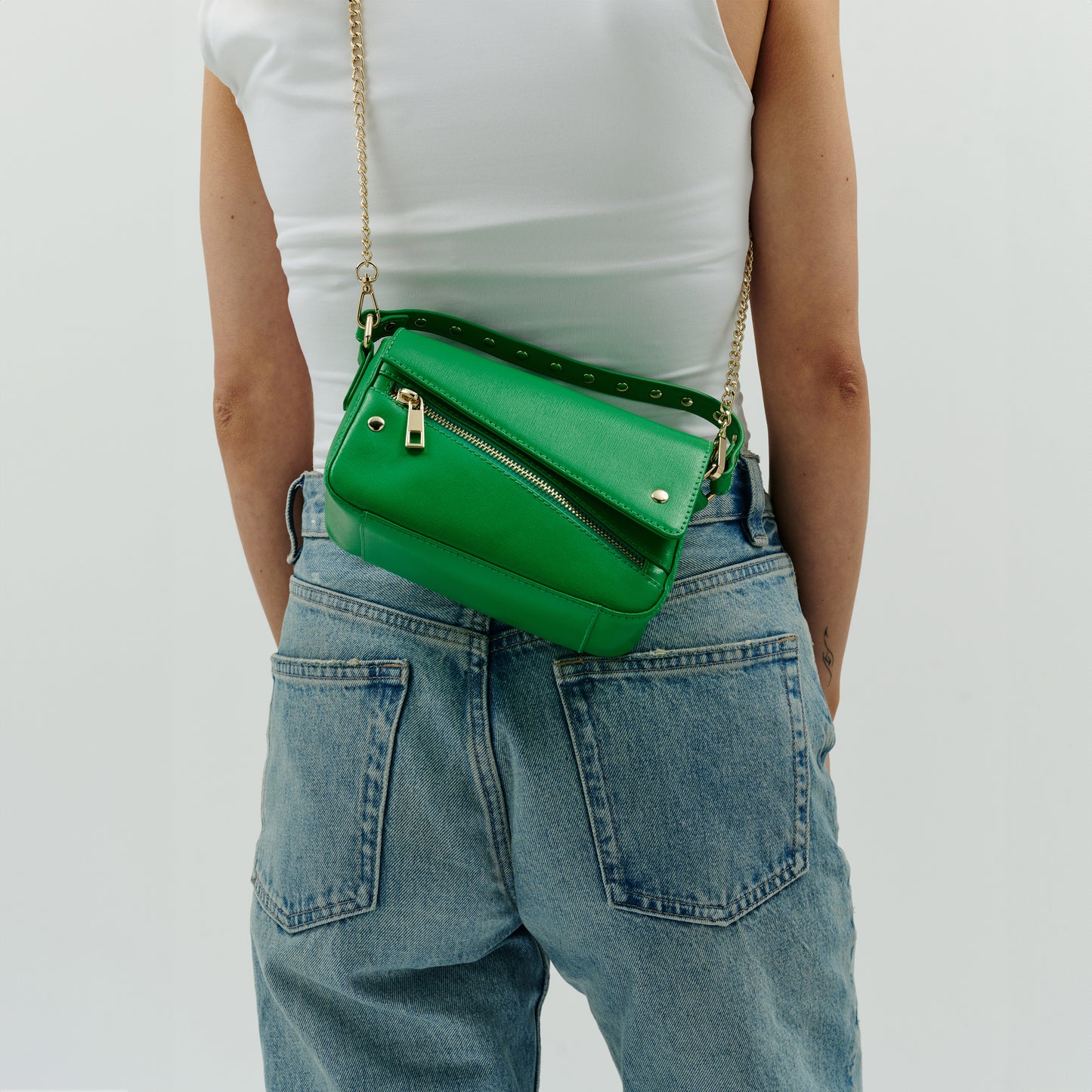 Núnoo Small Honey Cut Florence Green w. Gold Small bag Green