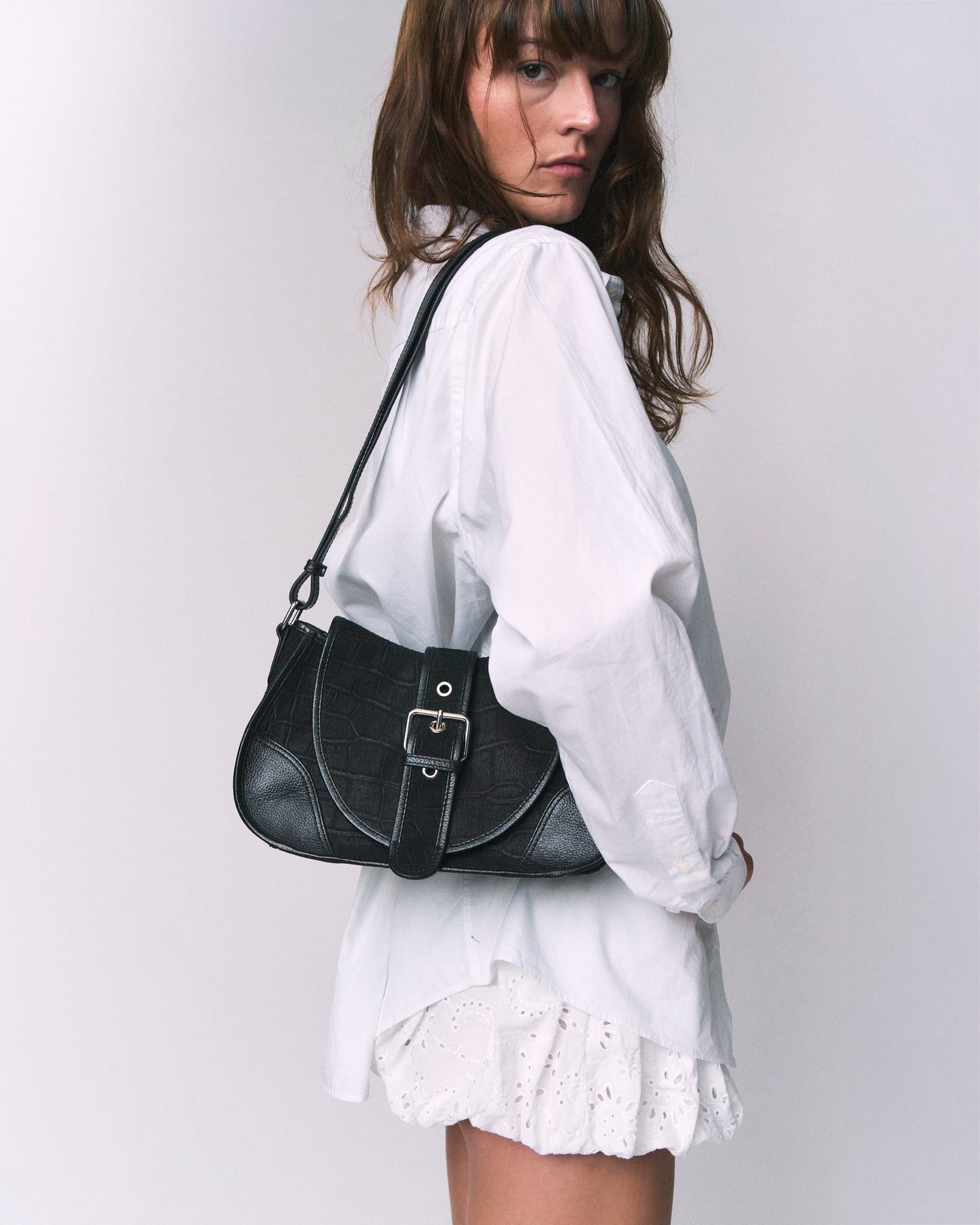 Núnoo Small Maria Scale Suede Black Small bag Black