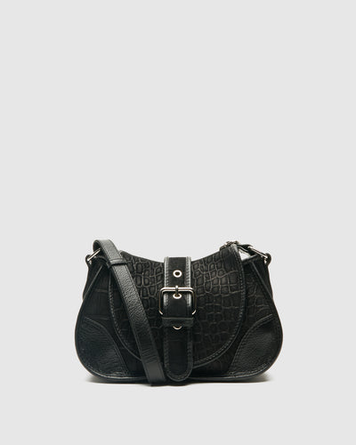 Small Maria Scale Suede Black