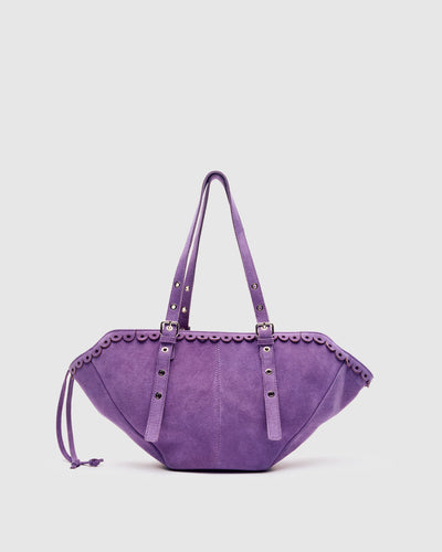 Small Nora Scallop Suede Dark Purple
