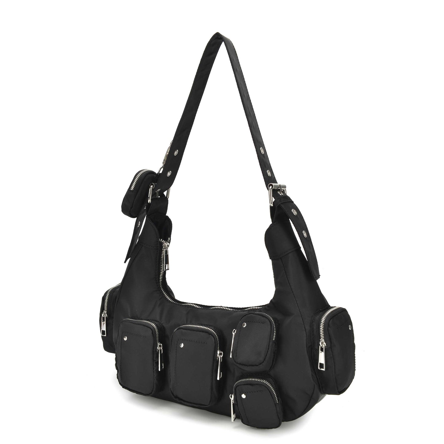 Núnoo Small Sally Pocket Recycled Nylon Green Shoulder bags Black