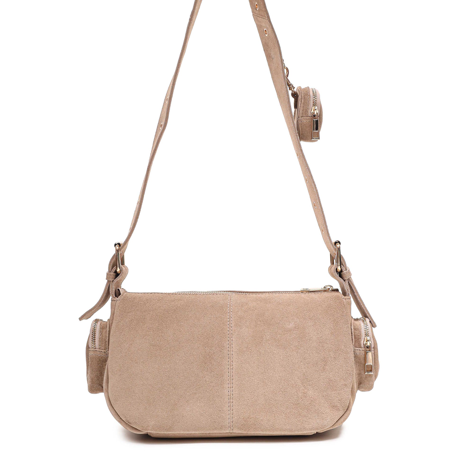 Núnoo Alimakka Pocket Suede Beige w. Gold Shoulder bags Beige