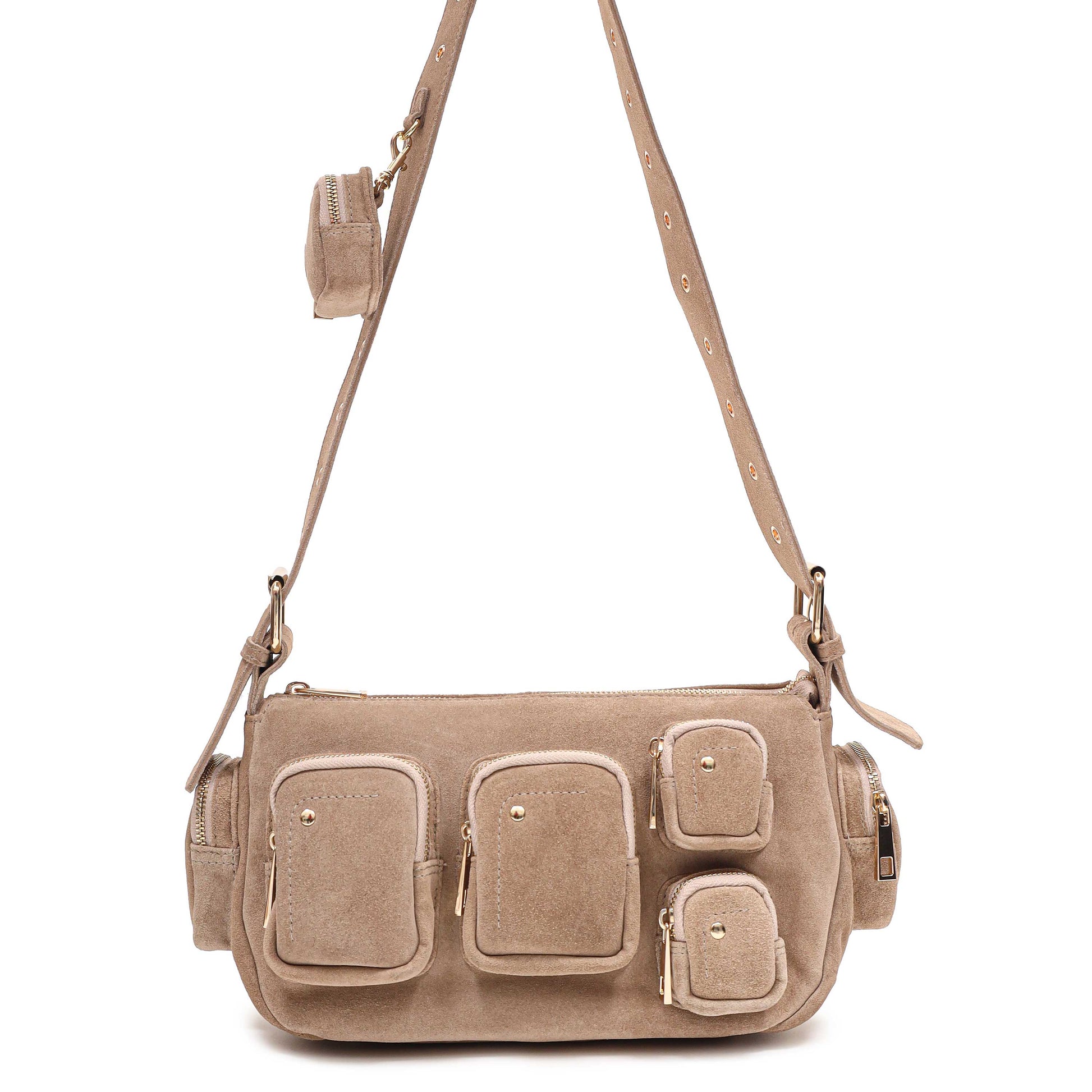 Núnoo Alimakka Pocket Suede Beige w. Gold Shoulder bags Beige