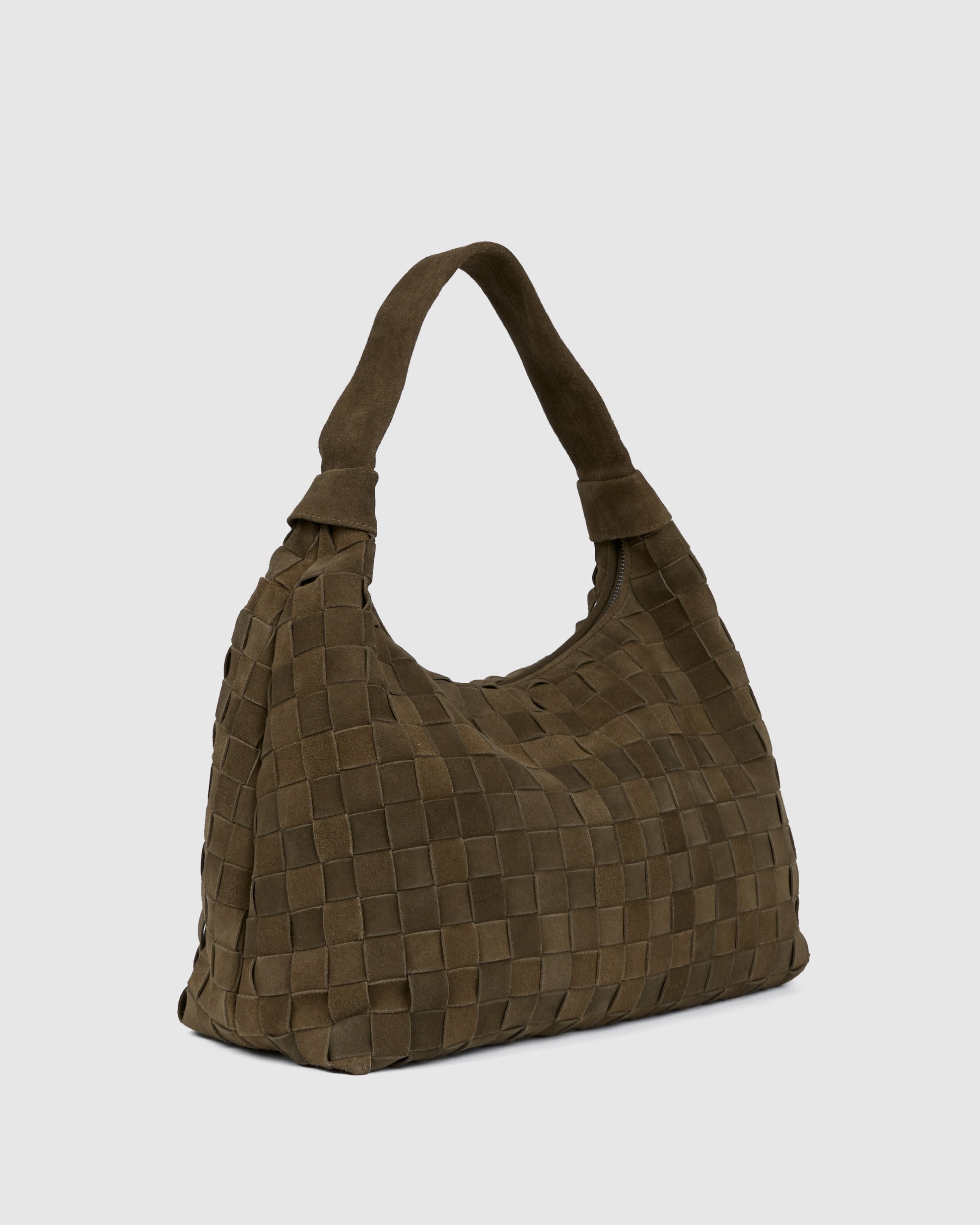 Núnoo Big Dandy Braided Suede Dusty Olive Large Olive