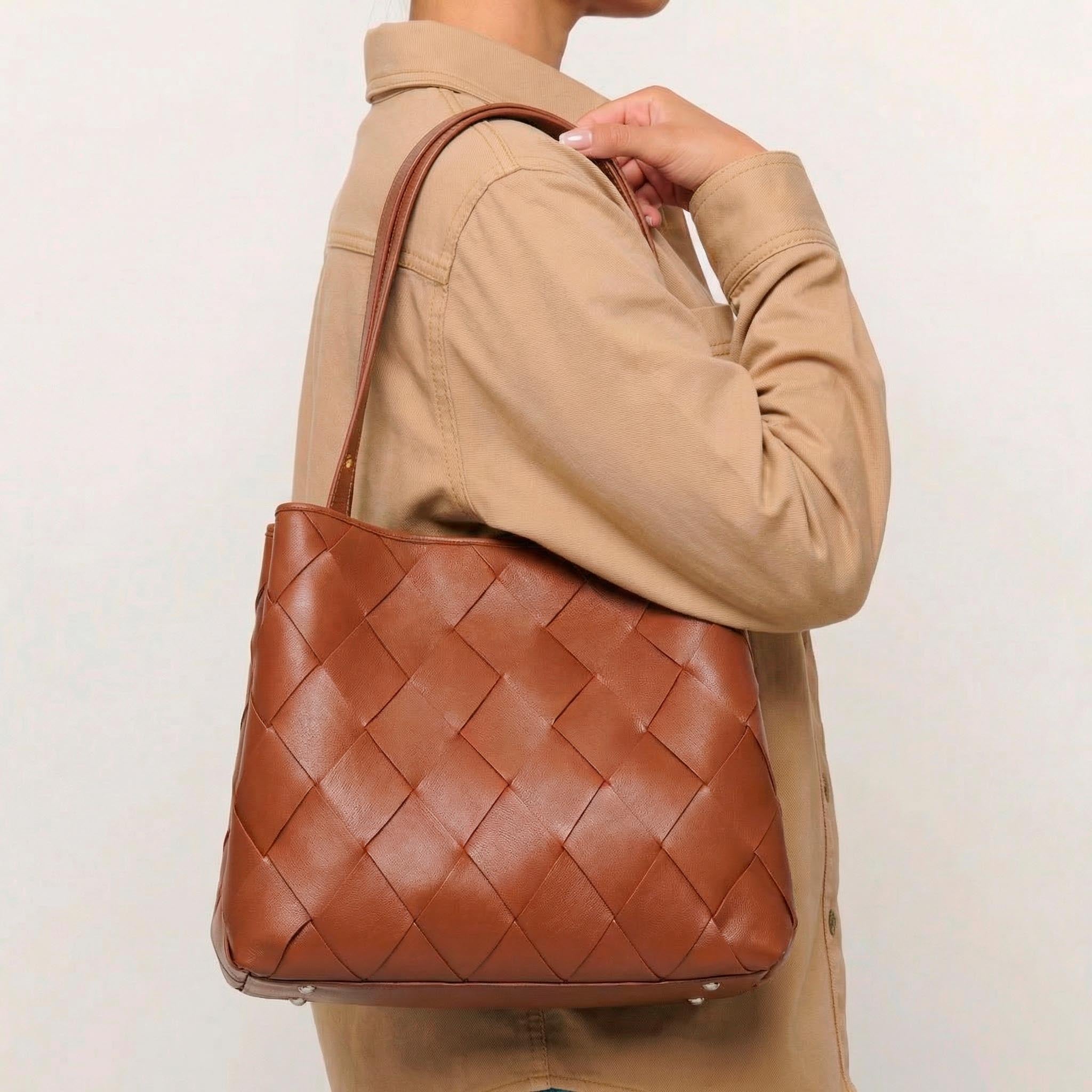 ⚠*中様 NULLUS Brown Large Braided Strap To Chiara Braided Florence Brown w. Gold – Núnoo EU