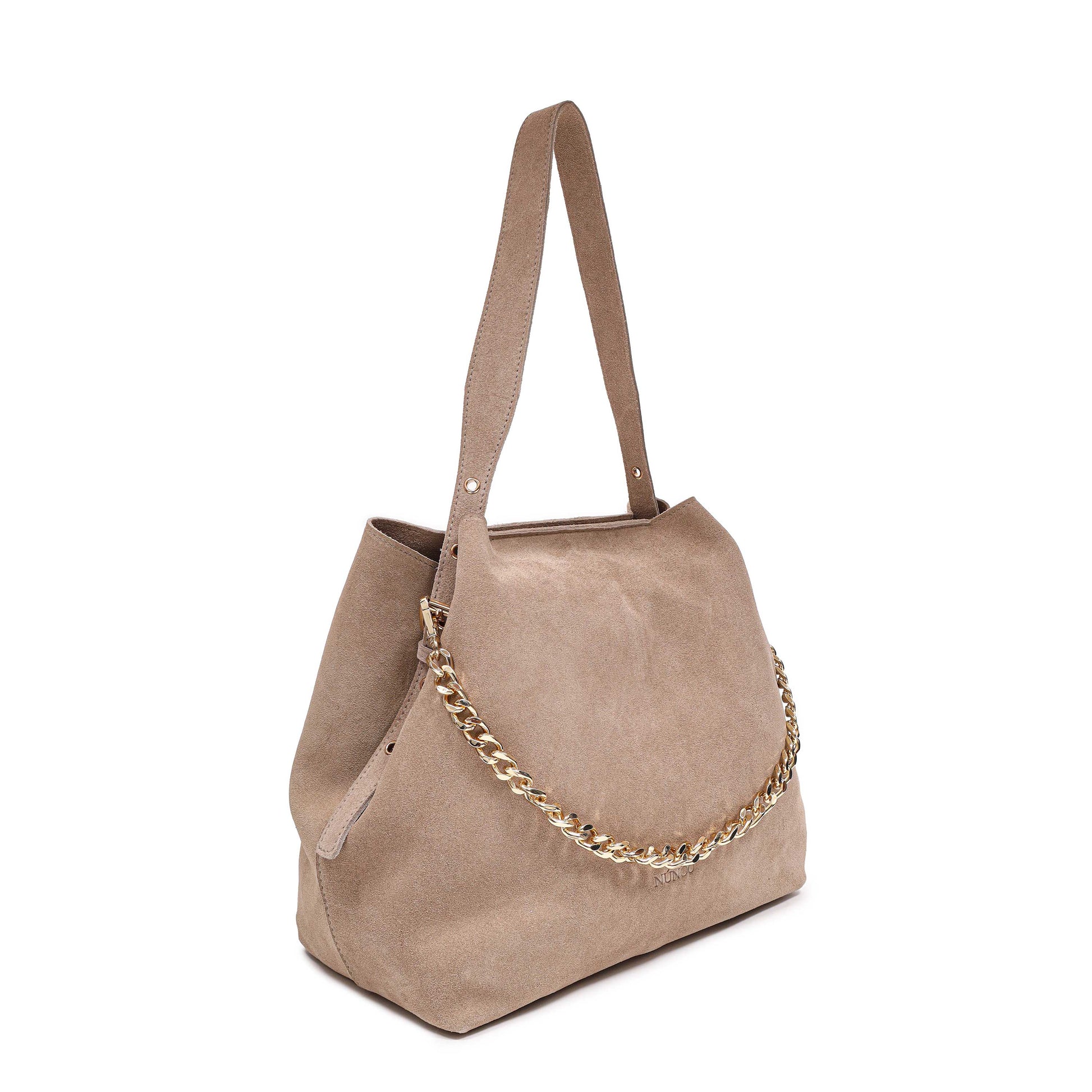 Núnoo Chiara Suede Beige w. Gold Shoulder bags Beige