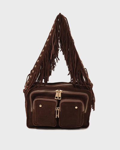 Ellie Fringe Suede Dark Brown w. Gold