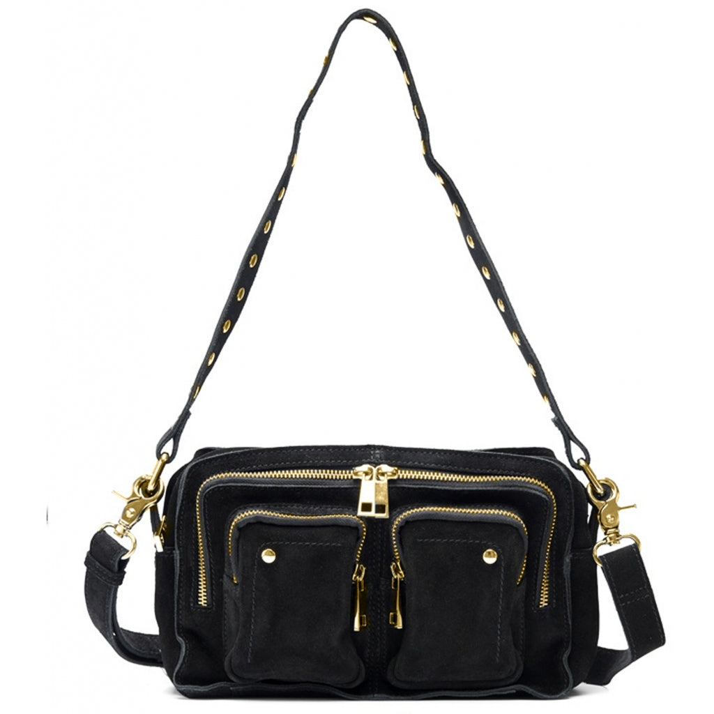 Núnoo Ellie Suede Black w. Gold Crossbody Black