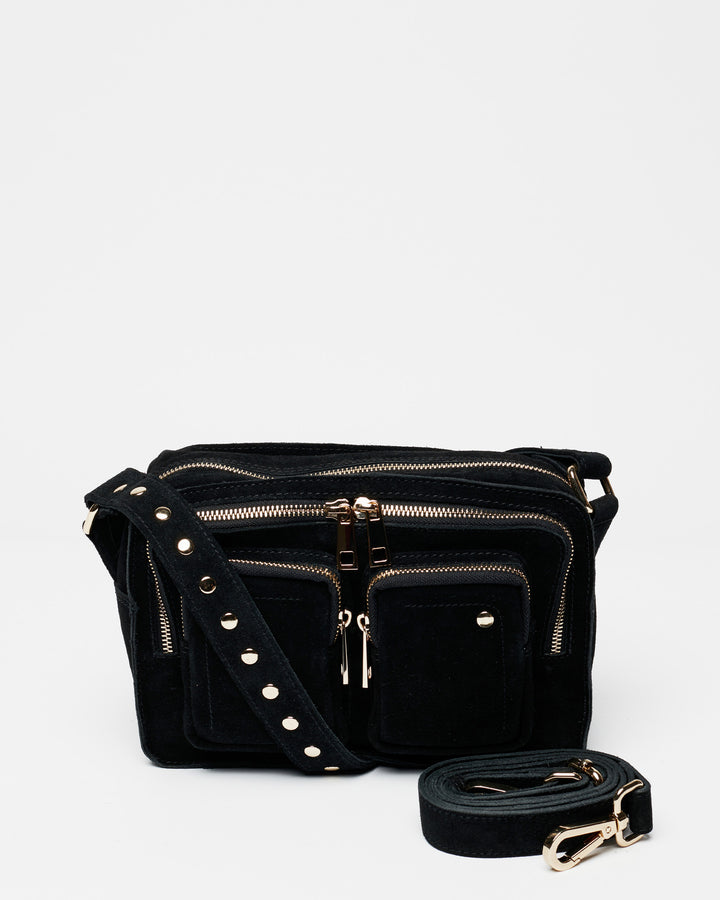 Núnoo Ellie Suede Black w. Gold Medium