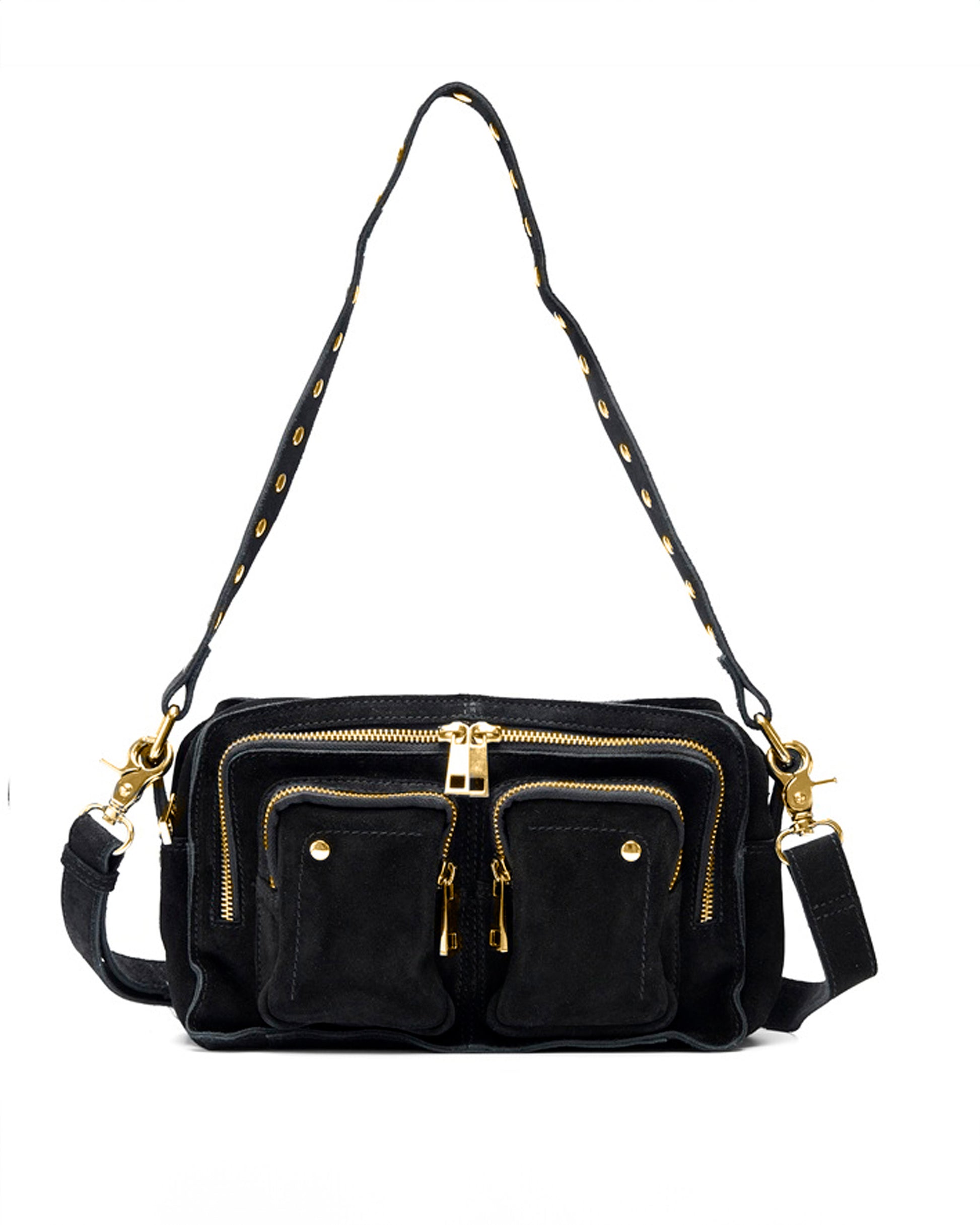 Núnoo Ellie Suede Black w. Gold Medium Black