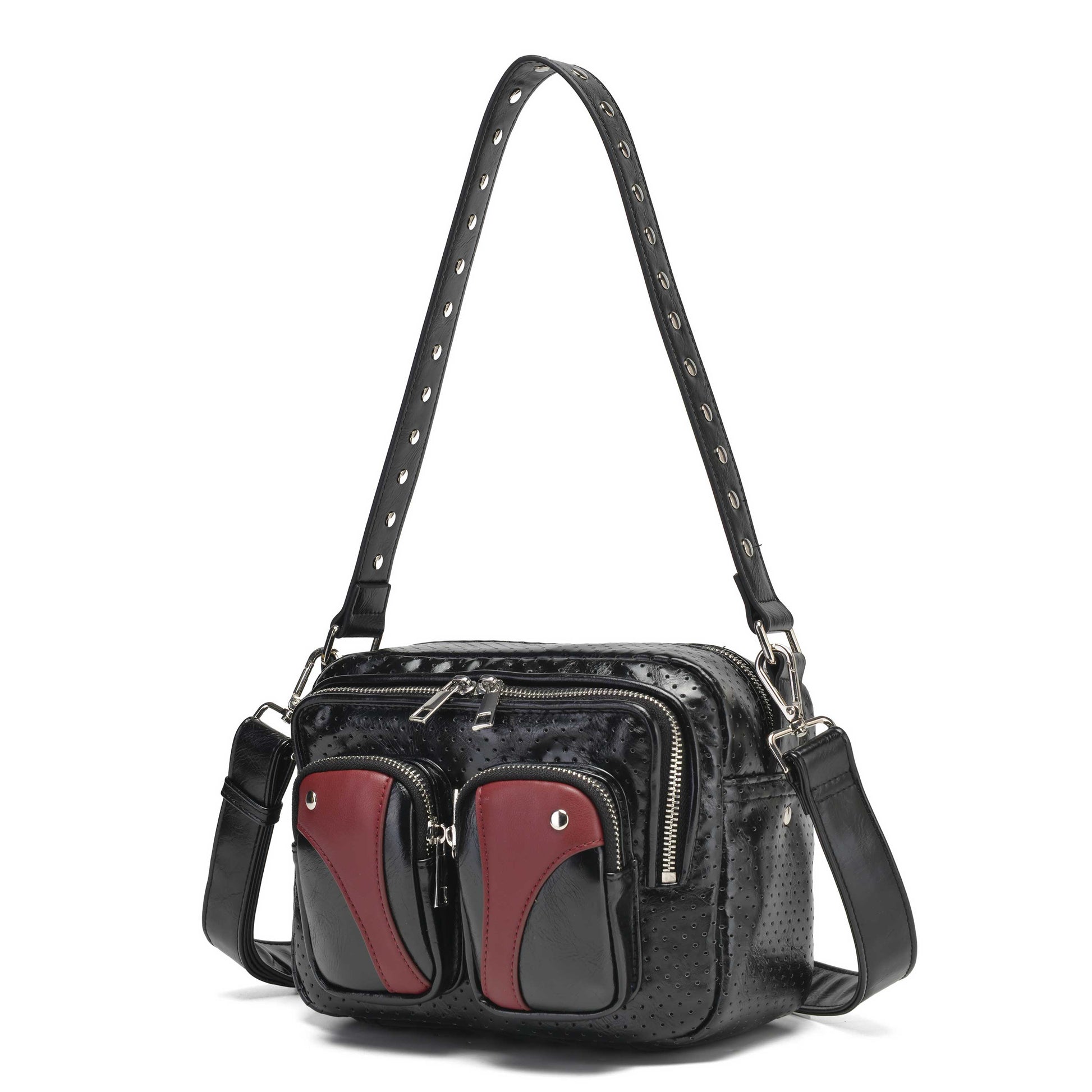 Núnoo Ellie Wrinkle Black/Maroon Crossbody Black/Maroon