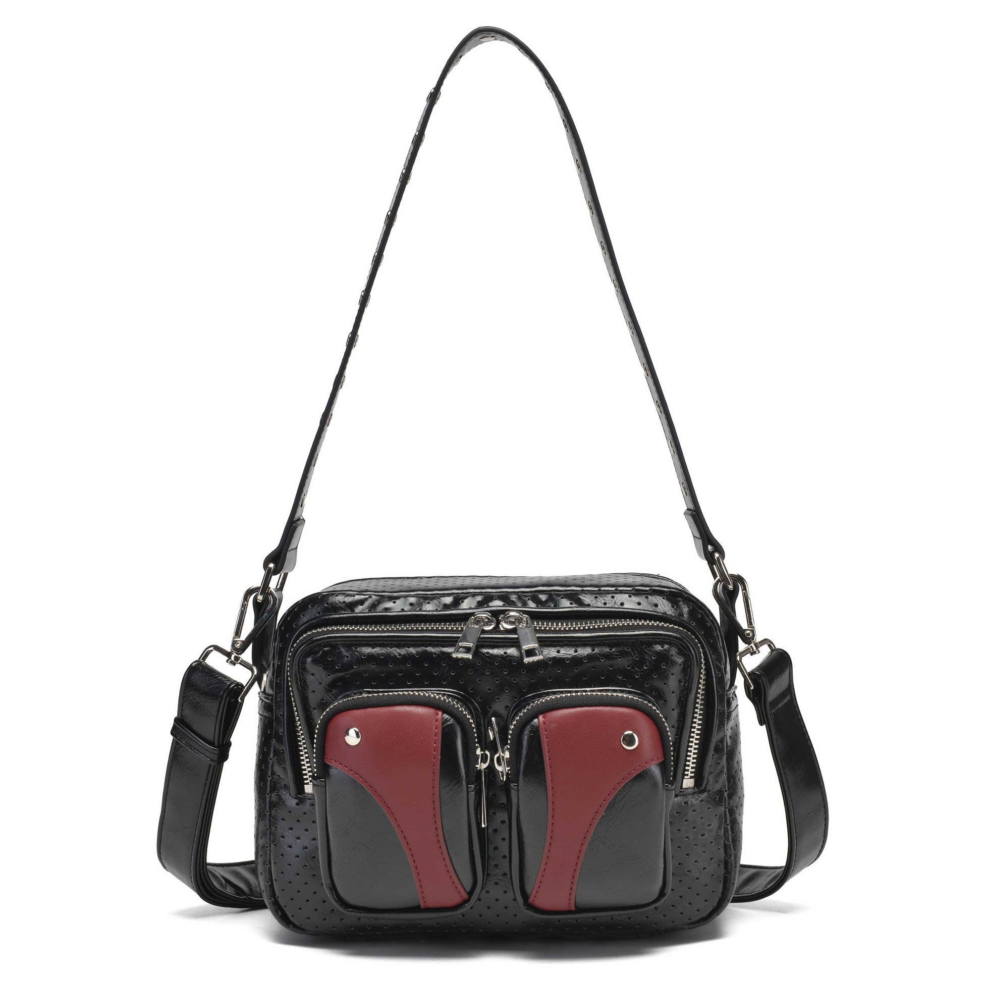 Núnoo Ellie Wrinkle Black/Maroon Crossbody Black/Maroon