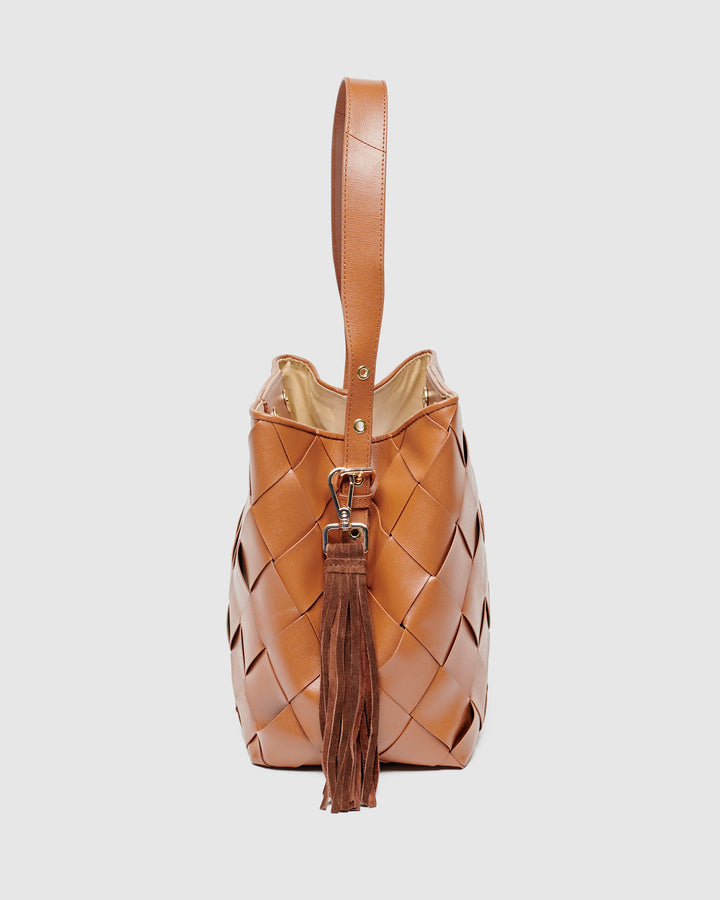 Núnoo Fringe Key Ring Suede Dark Brown w. Gold Accessories Dark brown