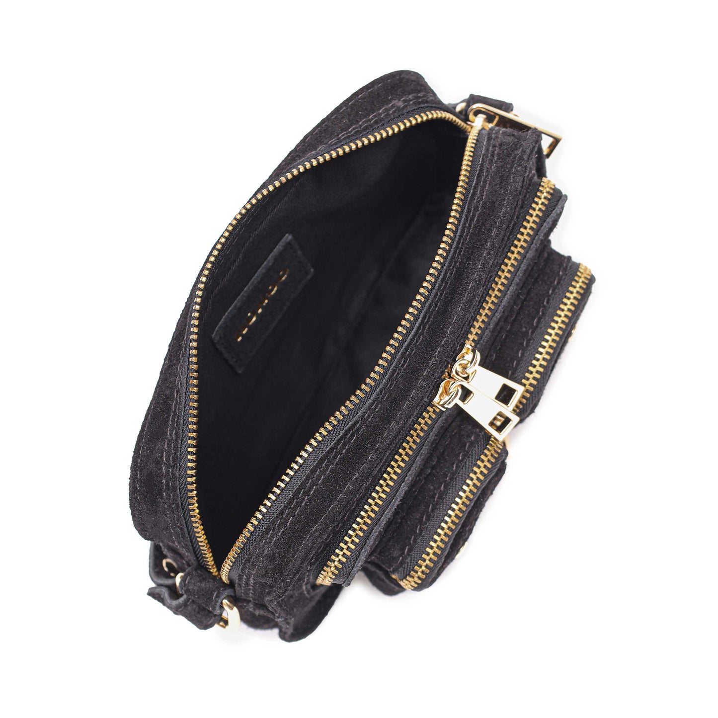 Núnoo Helena Chain Suede Black w. Gold Small bag Black