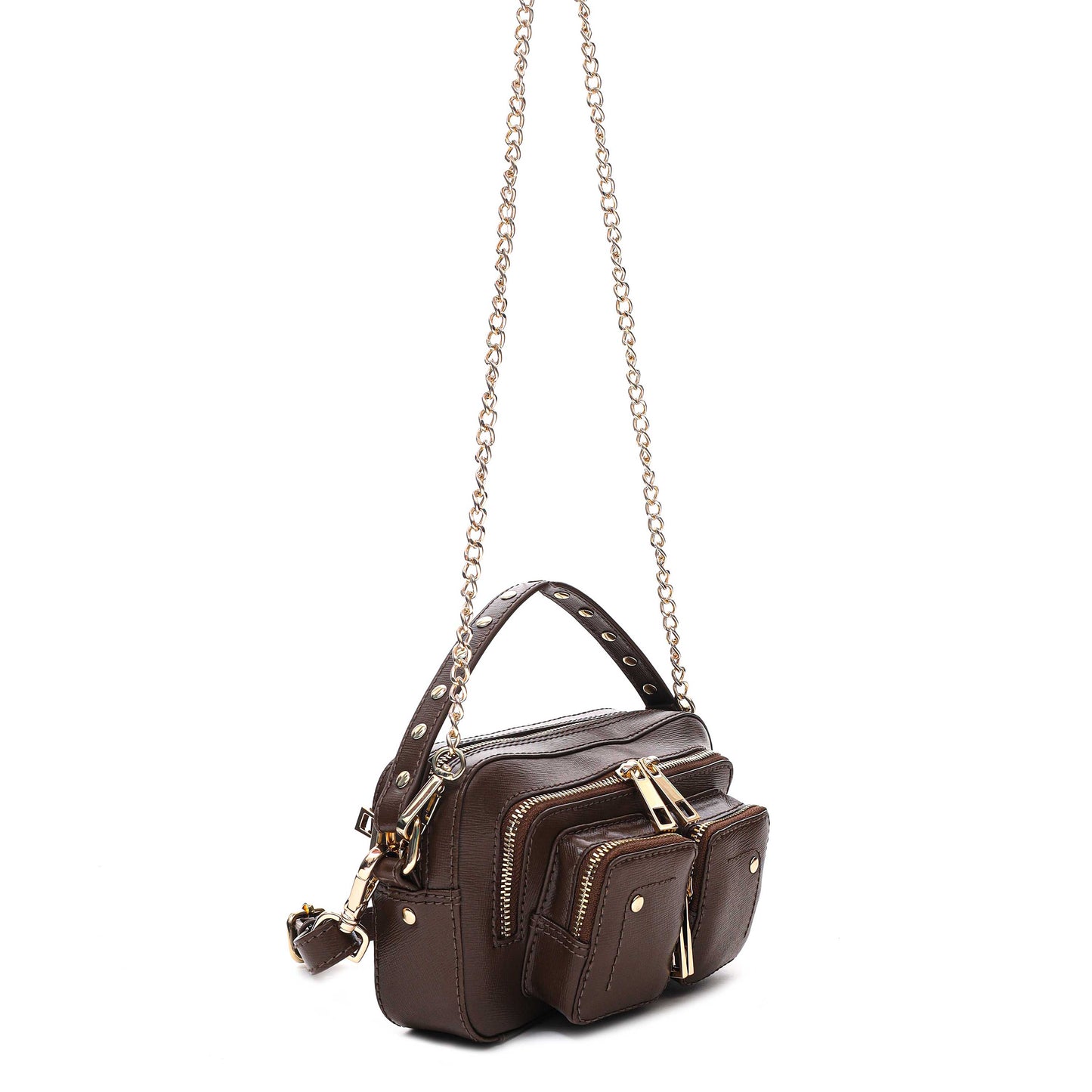 Núnoo Helena Florence Dark Brown w. Gold Small bag Dark brown