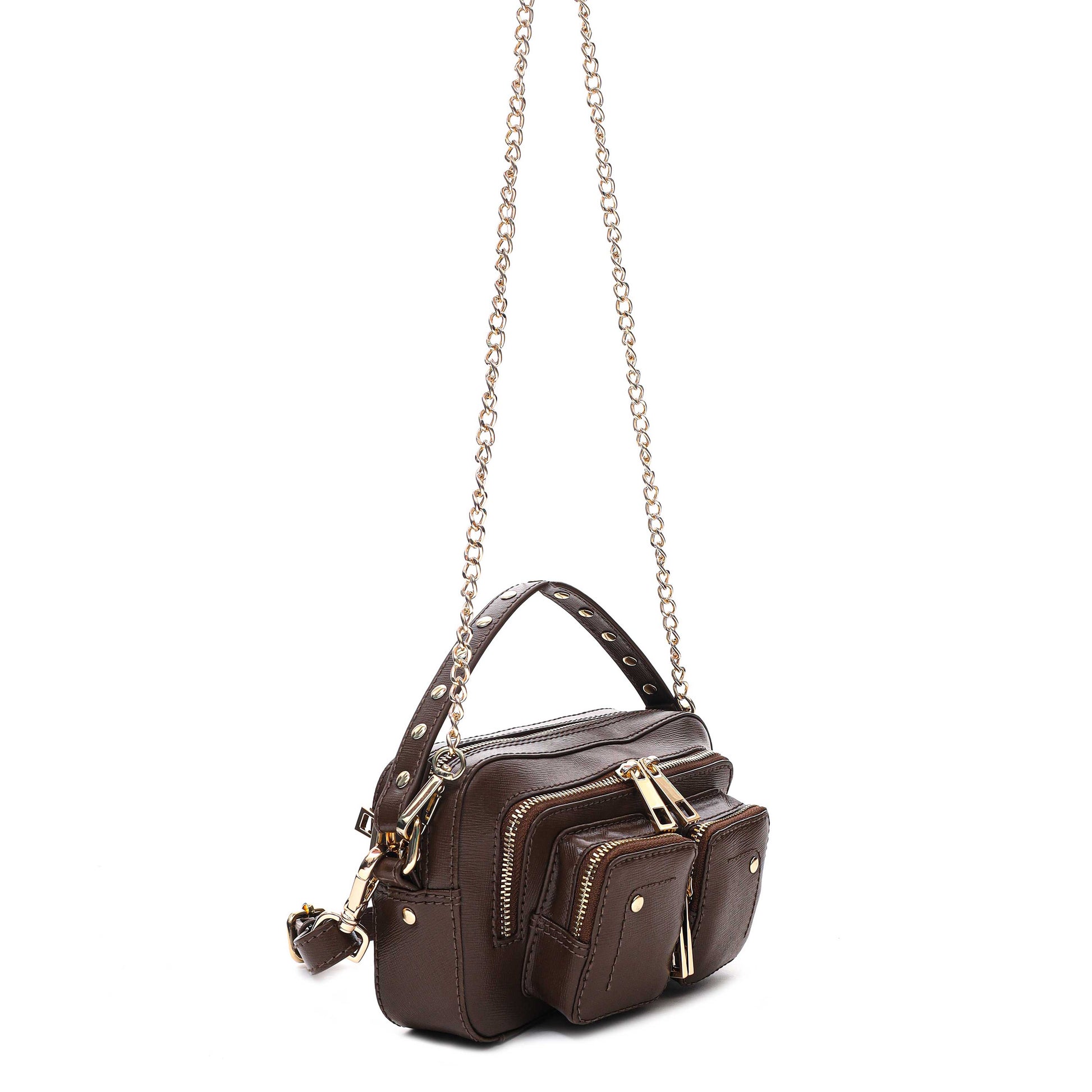 Núnoo Helena Florence Dark Brown w. Gold Small bag Dark brown