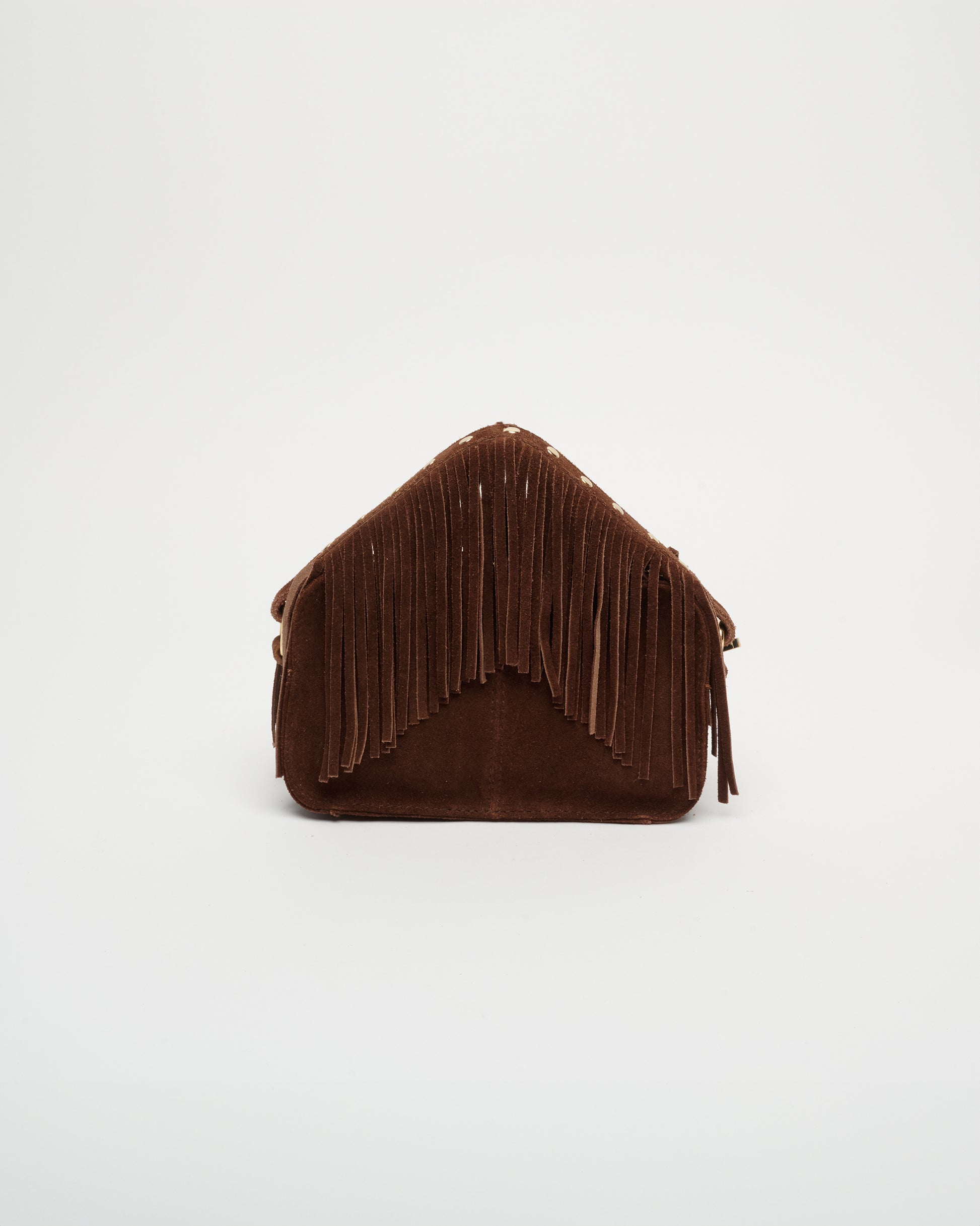 Núnoo Helena Fringe Suede Dark Brown w. Gold Small bag Dark brown