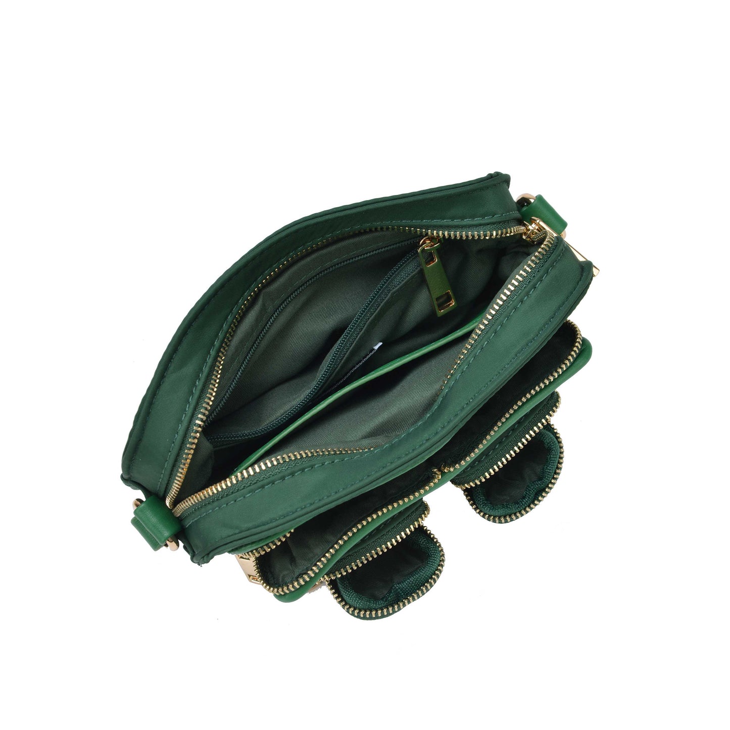 Núnoo Helena Recycled Nylon Dark Green w. Gold Small bag Dark green