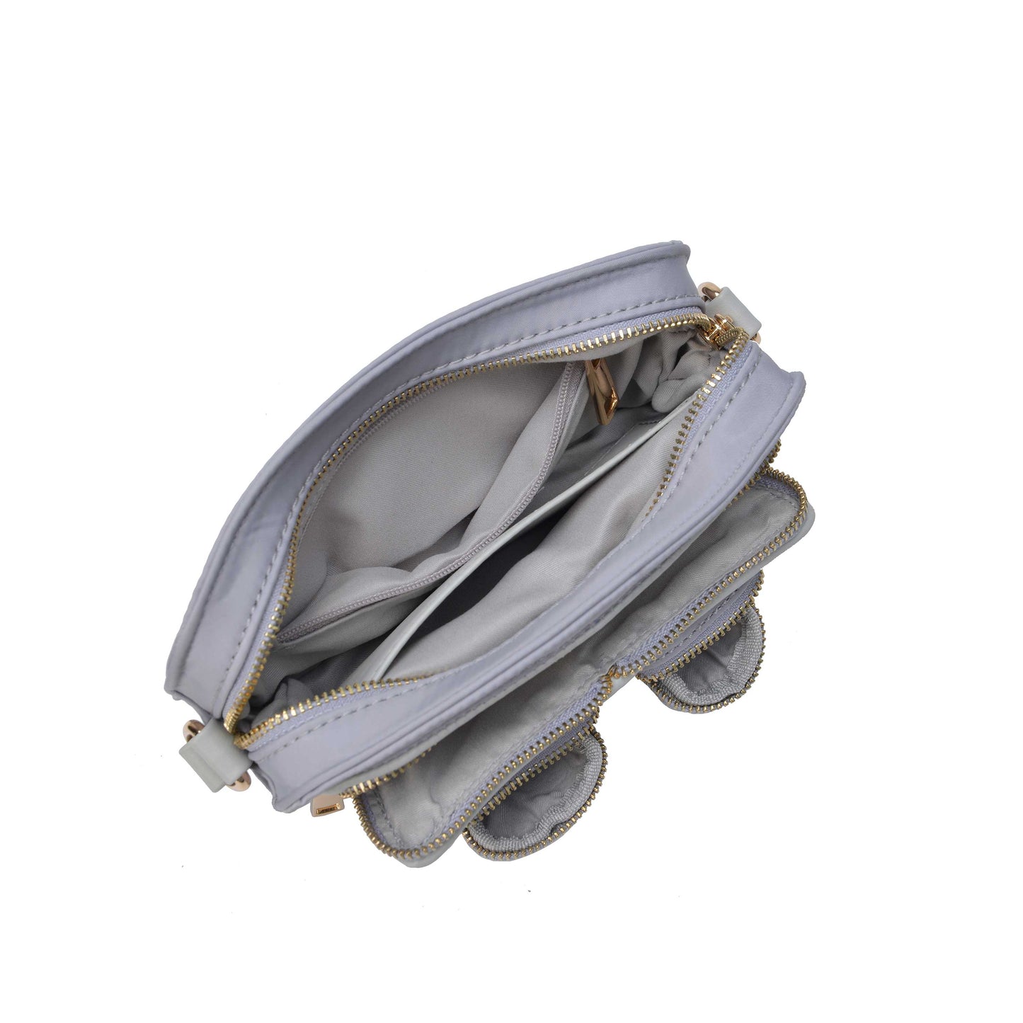 Núnoo Helena Recycled Nylon Light Grey w. Gold Small bag Light grey