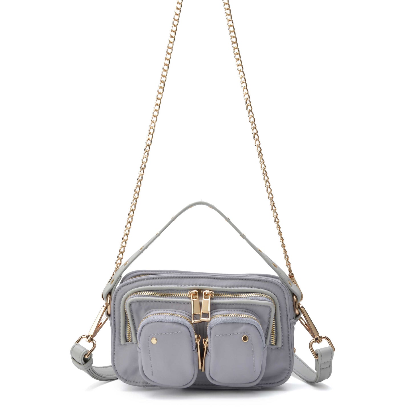 Núnoo Helena Recycled Nylon Light Grey w. Gold Small bag Light grey