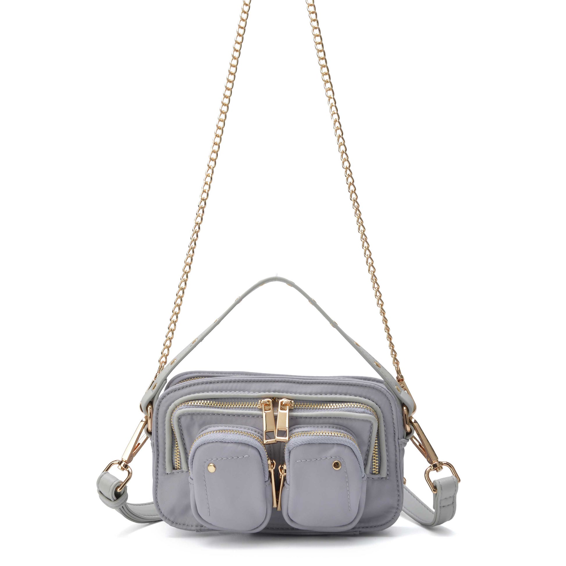 Núnoo Helena Recycled Nylon Light Grey w. Gold Small bag Light grey